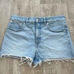 Denim Frayed Hem Women Shorts